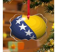 Ornement d'arbre de Noël Bosnie-Herzégovine Drapeaux nationaux de pays marins voiliers souvenir personnalisé disques acryliques transparents drapeau national cadeaux nautiques pendentif pour