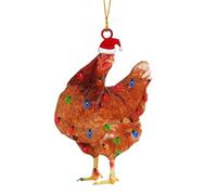 Ornement d'arbre de Noël de Poulet 3, 15 Pouces décoration Poulet en Acrylique Suspendu réaliste avec Longe décorations Noël à imprimé à Un côté Plat, Style 2