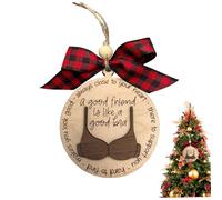 Ornement d'arbre de Noël Pendentif de Voiture drôle d'ami 3, 5 Pouces Un Bon ami est comme Un Bon Soutien-Gorge Ornement 'Arbre Noël en Bois Cadeaux pour Amis Décoration la Maison Marron, Amis