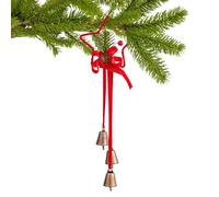 Ornement d'arbre de Noël - Ruban rouge avec cloche, pendentif à, décoration d'arbre festif | Design avec accents festifs, charmant présentoir de maison pour la ghirland