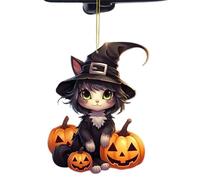 Ornement d'arbre de Noël sur le thème du chat - Rétroviseur de voiture 12 g, pendentif miroir, décoration de fête d'Halloween mignonne | Ornement festif pour chat, décoration de vacances et voiture