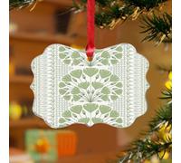Ornement d'arbre de Noël vert et riz blanc du Caire Chinoiserie Française Asiatique Souvenir personnalisé Disque acrylique transparent Géométrique Anna Souvenir français pour décoration d'arbre de