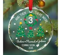 Ornement d'arbre généalogique personnalisé, et puis il y avait 3 ornements, décorations en verre pour bébé à venir bientôt 2025, cadeau souvenir de Noël, noms personnalisés pour membres de la famille