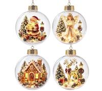 Ornement D'arbre Noël Lumineux, Scène Vacances Éclairée Par Boules Claires | Ampoules d'arbre de noël éclairées, ornements pour maison, ferme, bureau, école, cheminée, bibliothèque, jardin, cour, porche