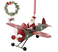 Ornement d'avion du Père Noël - 12,5x12cm Décoration Suspendue en Fer | Design Bonhomme De Neige Ou Pèrre Noëls | Accroche Facile avec Corde | Déco Réutilisable pour Sapin Et Fêtes