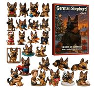 Ornement de berger allemand de l'Avent 2025, décoration de chien en acrylique de Noël 2D - Calendrier de compte à rebours d'ornement de 24 jours, pour la maison, la famille, les adultes, les