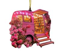 Ornement de bibliothèque de jardin en acrylique - Livres empilés - Pour les amateurs de livres - Décoration à suspendre - Pour les amateurs de livres - R (15 cm)