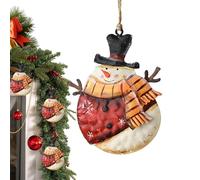 Ornement de Bonhomme de Neige d'hiver - Figure en Bouton en métal, Pendentif Rustique de Noël, Bauble Peint à la Main avec revêtement Lumineux | décoration Suspendue en Plein air pour Le