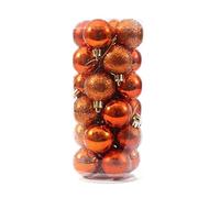 Ornement De Boule De Sapin De Noël 4cm Boules De Noël Suspendues Incassables Boules Décoratives 24pcs (Orange)