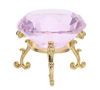 Ornement de Bureau Diamant en Cristal Artificiel avec Base Or Stable | Décor de Table Salon et Anniversaire, Finition Rose, Présent Souvenir, Pièce Centrale Élégante