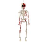 Ornement de bureau Squelette d'Halloween articulé de 40 cm, os mobiles en plastique avec chapeau haut-de-forme/cape ou effets vieillis pour bar (3 styles) (A, 40x13x5cm)