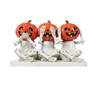 Ornement de bureau Superbe décoration en forme de citrouille avec trois squelettes. Une décoration incontournable pour Halloween, pour une ambiance festive et pleine de suspense. (White, 22cm)