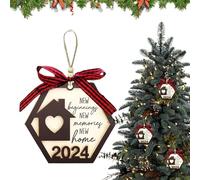 Ornement de Cadeau de Pendaison de crémaillère - 9,5 cm en Bois Nouveau Ornement Suspendu - 2024 Motif DÉCORATIF DÉCORATIVE - DÉCOR DE Porte Mur | Cadeau de de Vacances pour la ménages