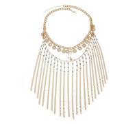 Ornement de chaîne à franges en pierre dorée multi-usages transformable entre le collier de casque et l ' accessoire de tenue de soirée collier en casque