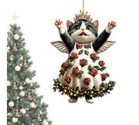 Ornement de chat - Acrylique - Suspension facile à installer - Décoration d'arbre de vacances durable et peu encombrante - Décoration de chat de Noël pour sapin de Noël