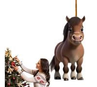 Ornement de cheval pour voiture - Décoration de vacances en acrylique 2D à suspendre | Breloque cheval de Noël pour les amoureux des animaux, vacances, fenêtre, rétroviseur, mur, voiture
