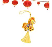 Ornement de cheval - Symbole de bon augure | Pendentif brodé - Sachet de pendentif brodé de l'année du cheval avec bénédiction « Puissiez-vous avoir de la richesse immédiatement » utilisé comme orneme