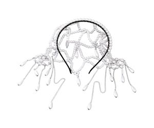Ornement de cheveux de glands ajourés de perles avec une texture de perles de conception contemporaine adaptée femmes élégantes pince à cheveux de glands de mode et d ' événement