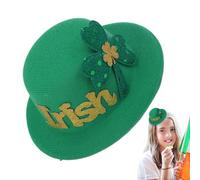 Ornement de cheveux de trèfle, pince à cheveux de chapeau de trèfle - Accessoires pour cheveux verts, épingle à cheveux en forme de chapeau, feuilles porte-bonheur | Pinces à cheveux du Festival irlan