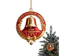 Ornement De Cloche Du 250e Amérique - Décoration Patriotique De 3,15 Pouces | Design En Acrylique Rouge Et Or - Souvenir Avec Détails En Émail | Idéal Pour Les Arbres De Noël, Ĺes Maisons Et Ĺes Expos