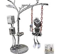 Ornement De Confession d'amour Robotique, Décoration De Bureau en Métal pour Couple De Robots, Cadeau d'anniversaire De Mariage pour Lui Et Elle, Statue d'art en Acier, Ornement d'art,1Pcs