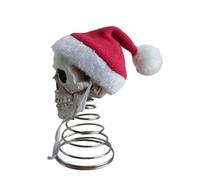 Ornement de crâne de Chapeau de père Noël, décoration de Sapin de | à ressort en métal avec détails de personnages pour affichage de pièce saisonnière intérieure 7, 5 X 3, 8 po