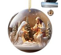 Ornement De Crèche De Noël - Acrylique 8cm | Suspension De La Nativité | Décorations Religieuses pour Le Sapin, pour Fêtes, Décoration De Saison Et Utilisation comme Cadeau Chrétien