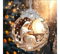 Ornement de Crèche de Noël en Acrylique Décoration de Noel pour Sapin Rond Pendentif Décoratif de Voiture Souvenir Cadeau pour Femmes et Hommes (Type5)