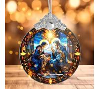 Ornement de Crèche de Noël en Acrylique Décoration de Noel pour Sapin Rond Pendentif Décoratif de Voiture Souvenir Cadeau pour Femmes et Hommes (Type4)