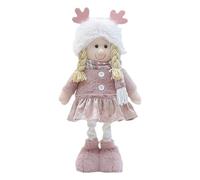 Ornement De De Noël Rose - Décoration De Figurine Debout en Tissu 380 G | Peluche Festive De Bonhomme De Neige du Père Noël | Décor De Vacances À Jambes Réglables, Présentoir De Bureau, Ca