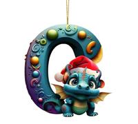 Ornement de dragon de Noël,ornements d'arbre de Noël de dragon | Pendentif intérieur de voiture lettre acrylique 2D - Décoration mignonne de dessin animé pour décoration de vacances intérieure et exté