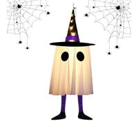Ornement de fantômes d'Halloween - Décoration suspendue de fantômes phosphorescents avec chapeau de sorcière pour arbre, décoration terrifiante pour patio, jardin, porte, mur, fenêtre, jardin enchanté