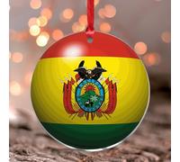 Ornement de fenêtre en acrylique teinté Bolivie souvenir Amérique latine, pays hispanique, Asie européenne, Afrique, drapeaux, boule, cadeau, drapeau aux couleurs vives, décoration pour mur, arbre