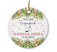 Ornement de fiançailles 2025, décoration de Noël en céramique cadeau pour couples, fiancés, fiancés, ornements de Noël personnalisés avec noms et date, décoration romantique de fiançailles