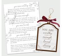 Ornement de foi - Carte « You are Worthy Story » - Arche en bois avec versets écrits - Symbole chrétien de force et d'amour - Rappel spirituel de la grâce et de l'encouragement de Dieu
