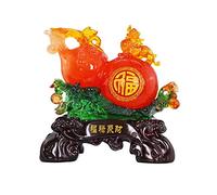 Ornement de Fortune Gourde Porte-Bonheur Pixiu Décoration de la Maison Salon WU Lou Décoration Feng Shui Craft Statue Maison Nouvelle Maison Cadeau d'ouverture Pendule (Jaune)