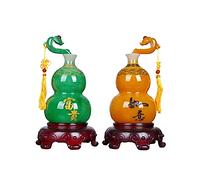 Ornement de Fortune Une Paire d'ornements de Gourde Feng Shui Lucky WU Lou Wine Cabinet Room Creative Decoration Crafts Housemanding New Home Fortune Pendulum (Small)