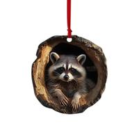 Ornement de Groupe Acrylique - décoration Rustique 2D d'arbres, Un Ornement de Raton Laveur Acrylique avec Style Art, Pendentif léger pour Arbre de Noël, Accent de Plafond de Ferme