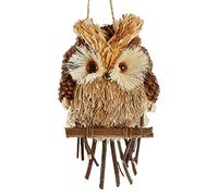 Ornement De Hibou Ornement Suspendu Hibou Chouette De Jardin Figurine De Chouette Artisanale Décorations De Hibou Suspendues Chouette Macramé Vintage Collection Animal Paille