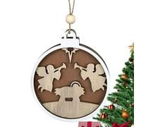 Ornement de Jésus de la Nativité - Scène de Noël sculptée, décoration de la Maison | Ornement en Bois Porte de cheminée, Arbre de noël, Artisanat Festif, célébration, Tradition chrétienne