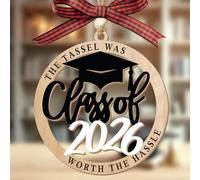 Ornement de la classe 2026, ornement de remise de diplôme en bois à 2 couches, décorations de Noël pour remise de diplôme, cadeaux de remise de diplôme pour fils, fille, lycée, maître, décoration de