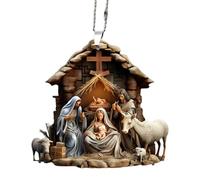 Ornement De La Scène De La Nativité - 3,15 Pouces De La Naissance De Jésus Decor | Pendre De l'arbre De Noël en Acrylique, Décoration Religieuse De La Sainte Famille, Memorial Spiritual Festive Affic