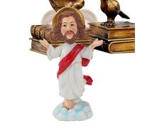 Ornement De La Tête De Bobble De Jésus, Jésus Bobblehead Pour Le Tableau De Bord De La Voiture | Statue Religieuse Résine Bobblehead Pour Tableau De Bord | Figurines De Jésus Exquises, Figures Symboli
