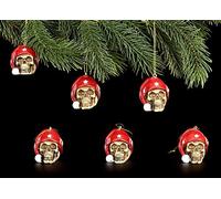 Ornement de l'arbre de Noël - Têtes de Mort avec Chapeau de Noël - Ensemble de 6