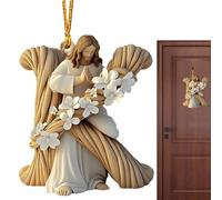 Ornement de lettre Jésus pour arbre de Noël,Décoration acrylique avec lettre Jésus,Alphabet de Noël Jésus Ornements chrétiens - Ornement à suspendre en acrylique religieux 2D pour Noël, Pasqu