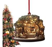 Ornement de librairie de Noël, ornement d'arbre de librairie de Noël, ornement de librairie réaliste, décoration de Noël de librairie, décoration de Noël en acrylique, décoration murale de Noël