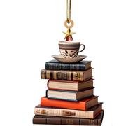 Ornement de Livres de Noël en Acrylique 2D - Forme d'arbre de Noël Bibliothèque Pendentif Livre Ornement d'arbre de Noël pour Les décorations d'arbre et de Voiture