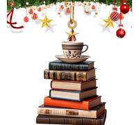 Ornement de livres de Noël plats en bois 2D, décorations de sapin de Noël, pendentif en forme d'arbre de Noël, décorations de Noël en acrylique pour décorations à suspendre au sapin de Noël