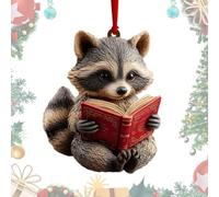 Ornement De Livres,Héritage Acrylique 2D - Ornements Animaux Lire Pour L'Arbre De Noël | Pour Les Amis De Lecture Club Femmes Lectrices Filles Vacances Thanksgiving