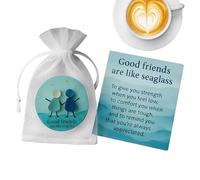 Ornement de Meerglas d'amitié | Art Meerglas Fait à la Main avec Carte | Cadeau de mémoire pour Les Filles garçons Femmes Hommes Couples Famille | Encourager Le Sac de Souvenirs